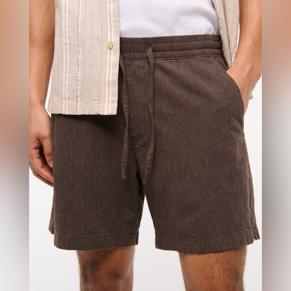 Abercrombie & Fitch Linen Blend Pull On Short Dark Brown Size Large